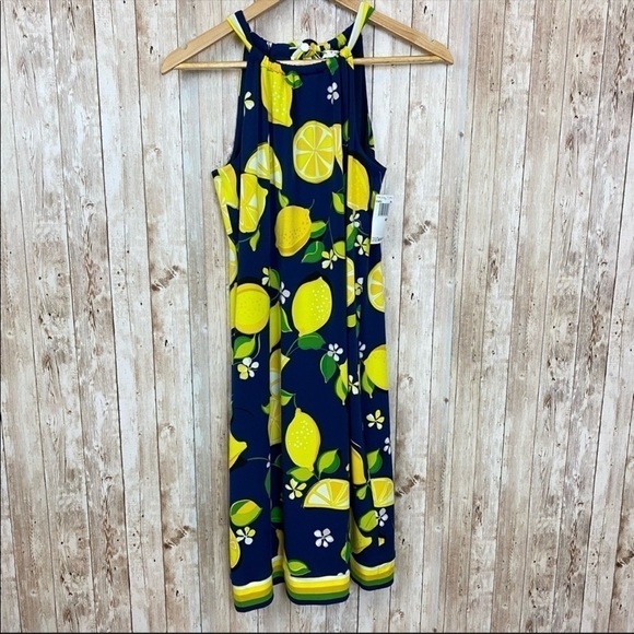 Trina Turk Rancho Lemon Print High Halter Dress Size XS - Picture 4 of 13